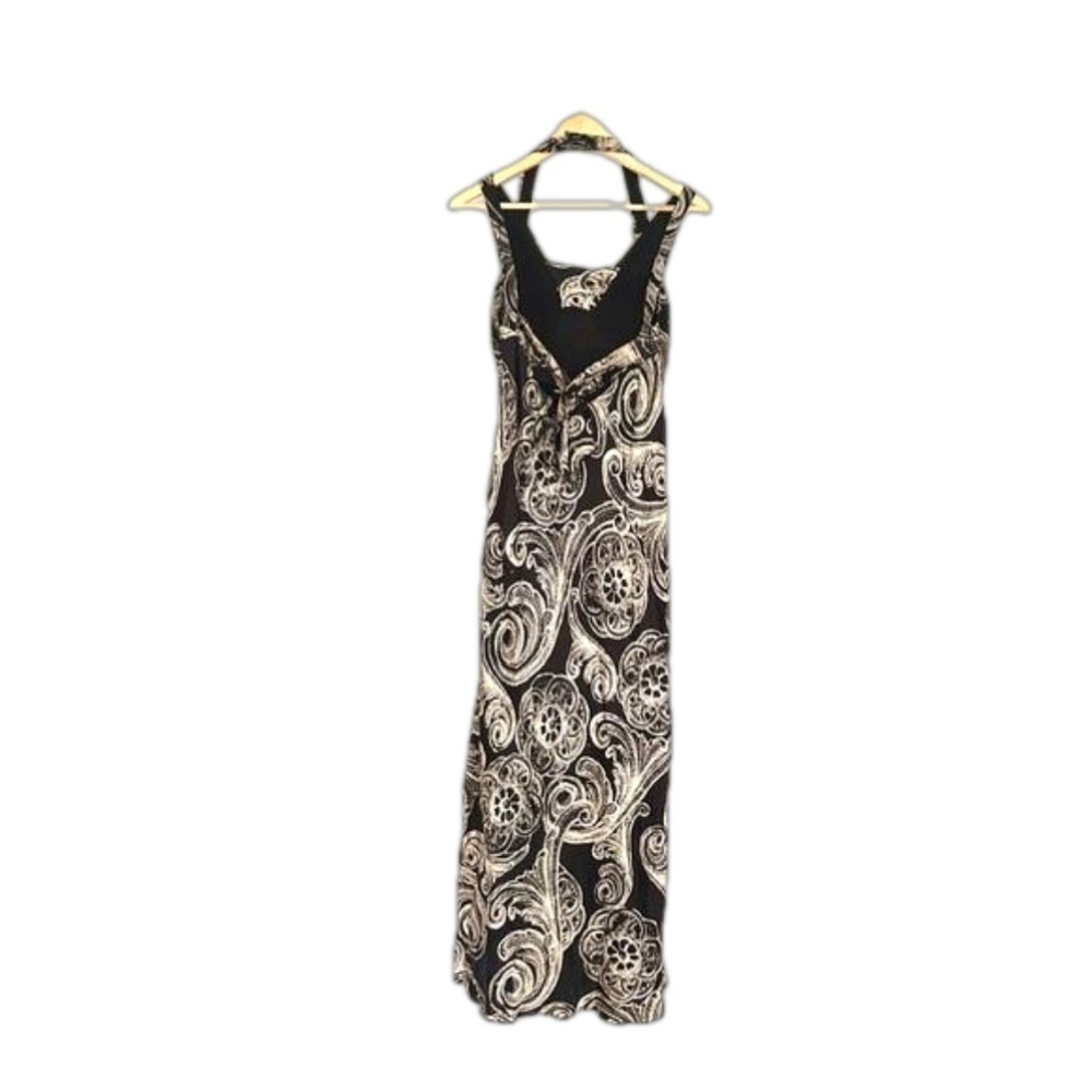 Adrianna Papell  silk  dress occasion black beige pattern print floral gown - Picture 3 of 13